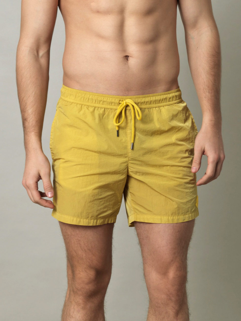 yellow moncler swim shorts