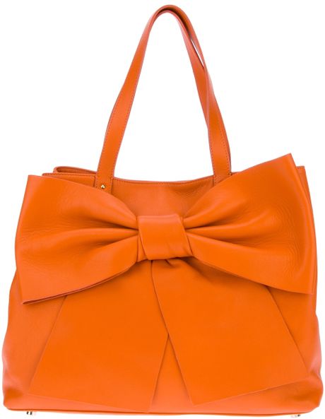 Red Valentino Bow Detail Shoulder Bag in Orange | Lyst