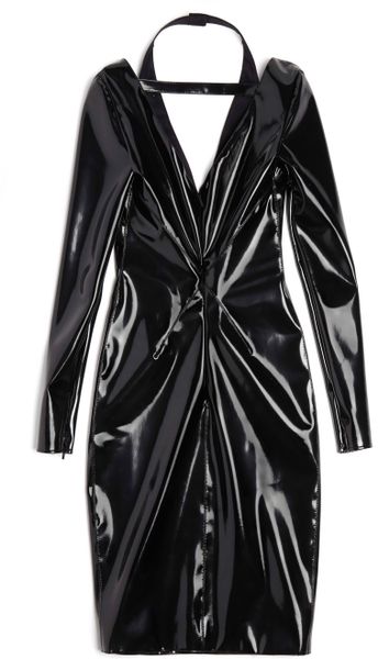 Versace Japanese Vinyl Bodycon Dress in Black | Lyst