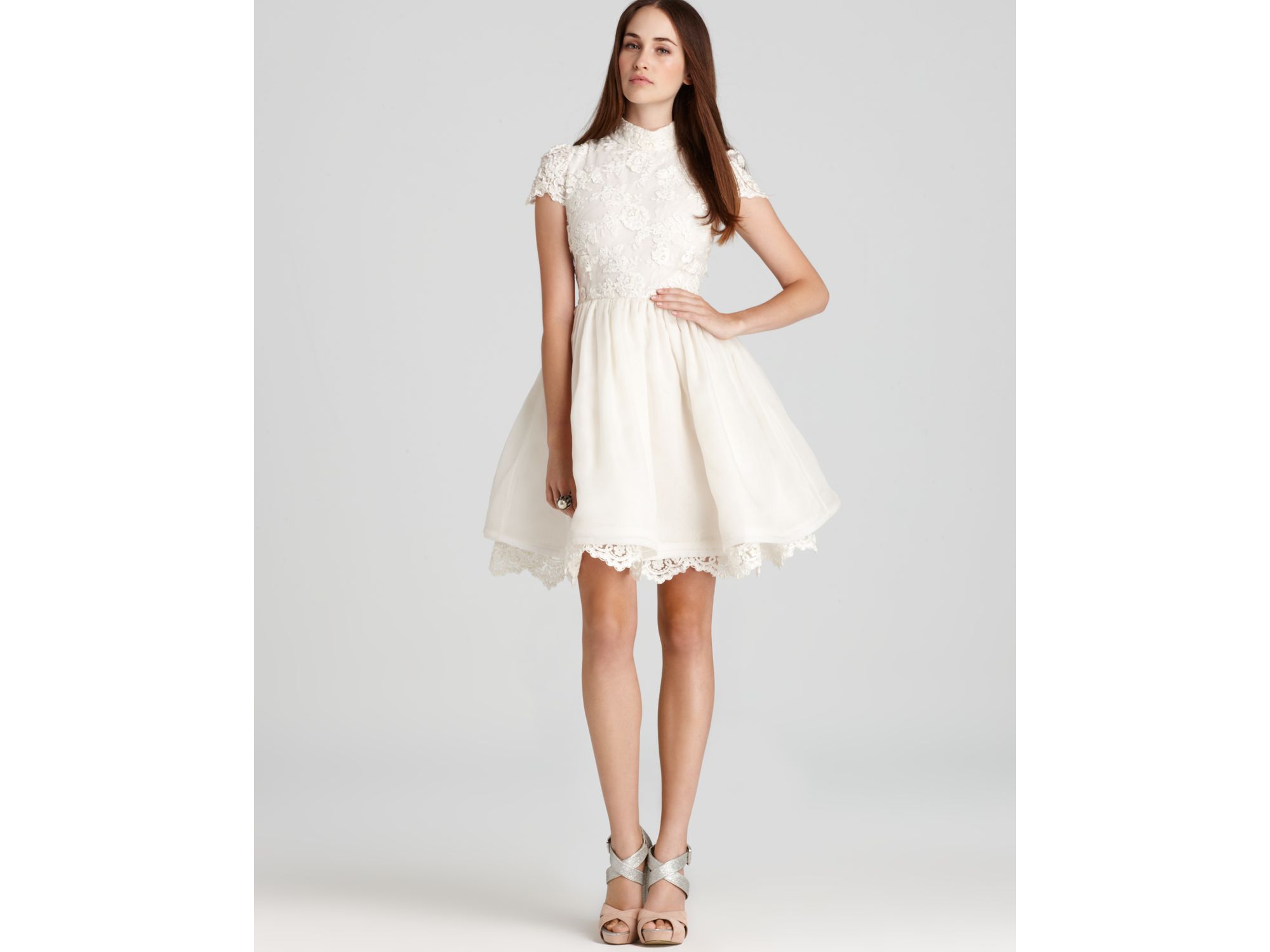 alice and olivia white lace dress