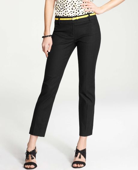 Ann Taylor Tall Textured Ankle Pants in Black | Lyst