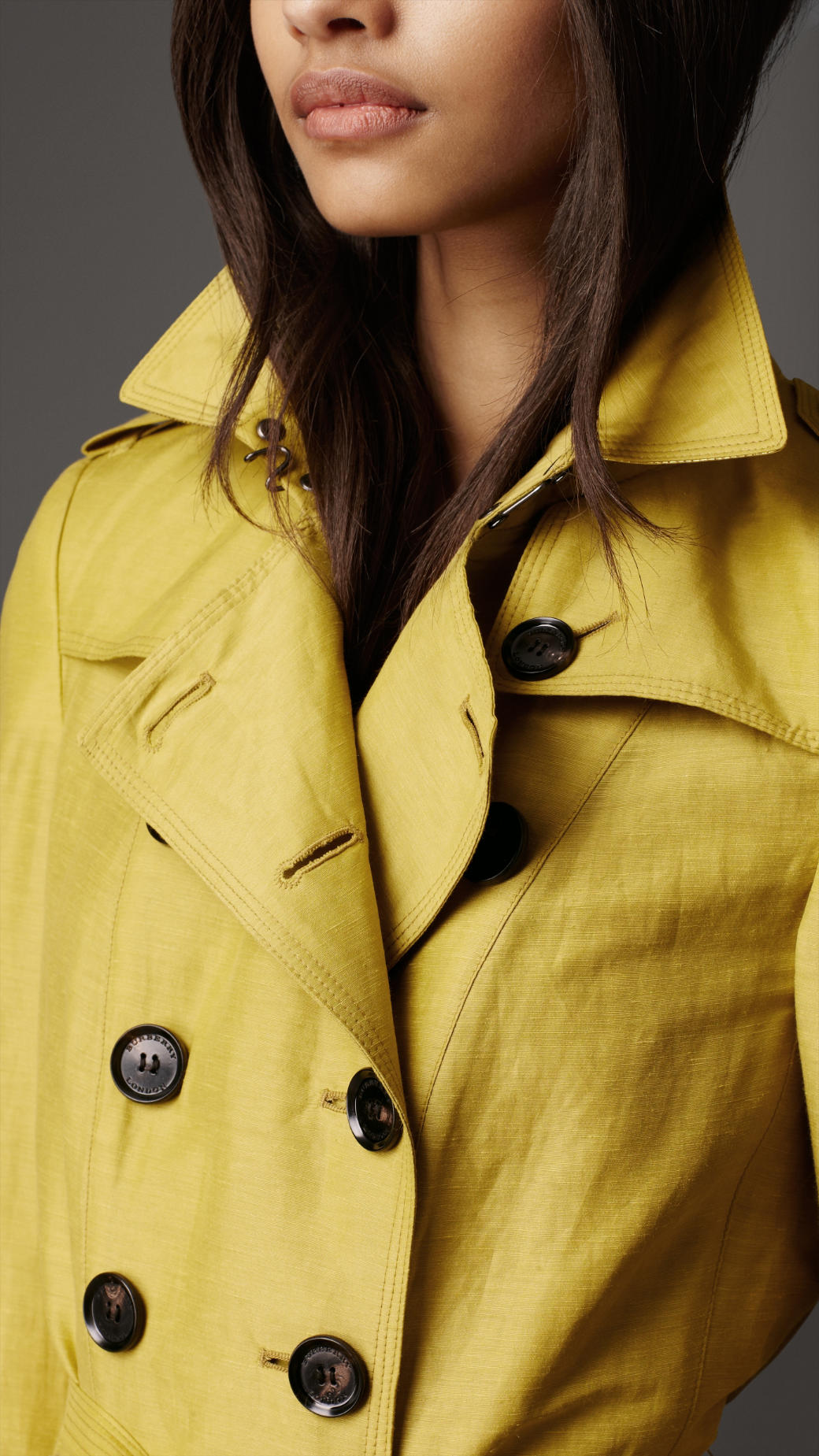 Burberry Midlength Linen Silk Trench Coat in Yellow Lyst