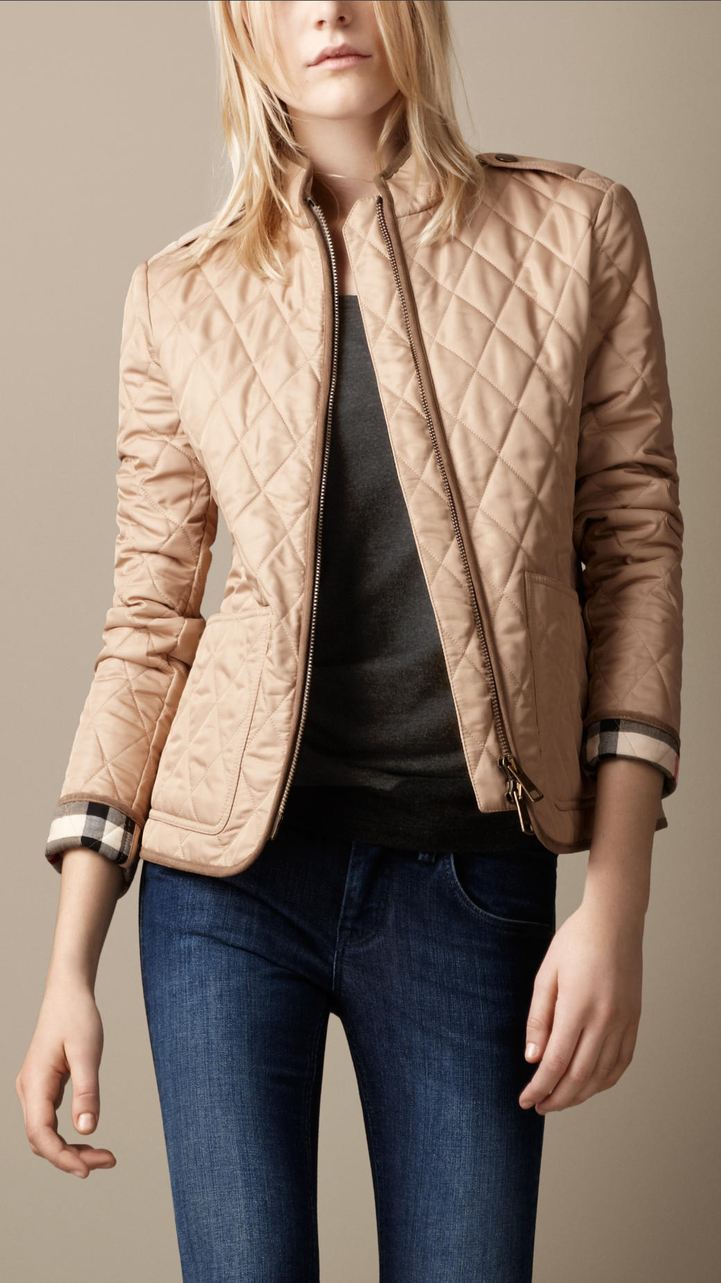 Lyst - Burberry Brit Diamond Quilted Jacket in Natural