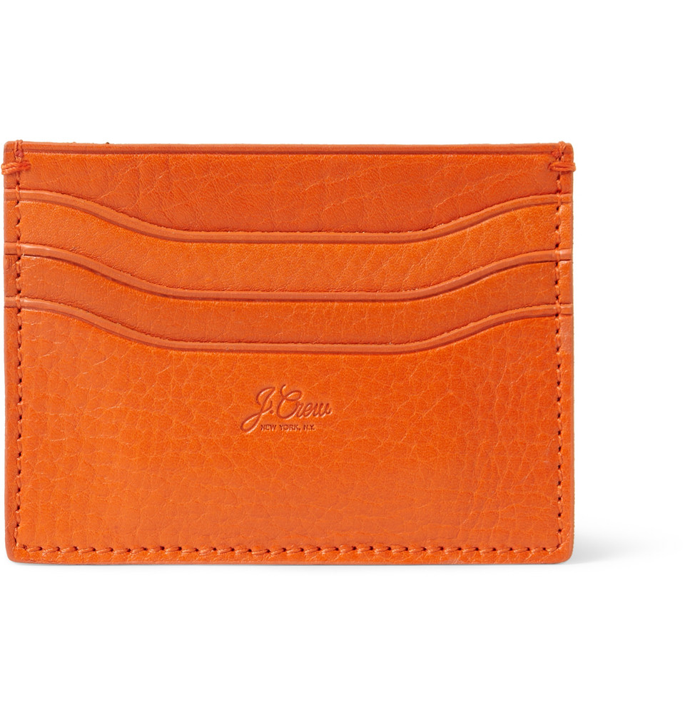 J.crew Full Grain Leather Card Holder in Orange for Men | Lyst