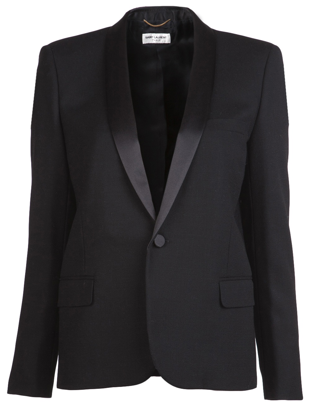 Lyst - Saint Laurent Satin Collar Blazer in Black