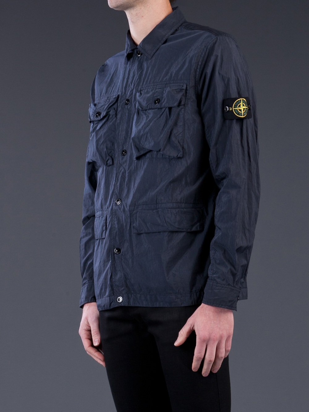 Stone Island Button Shirt in Navy (Blue) for Men | Lyst UK