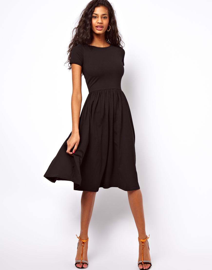 ASOS Midi Dress with Short Sleeves in ...
