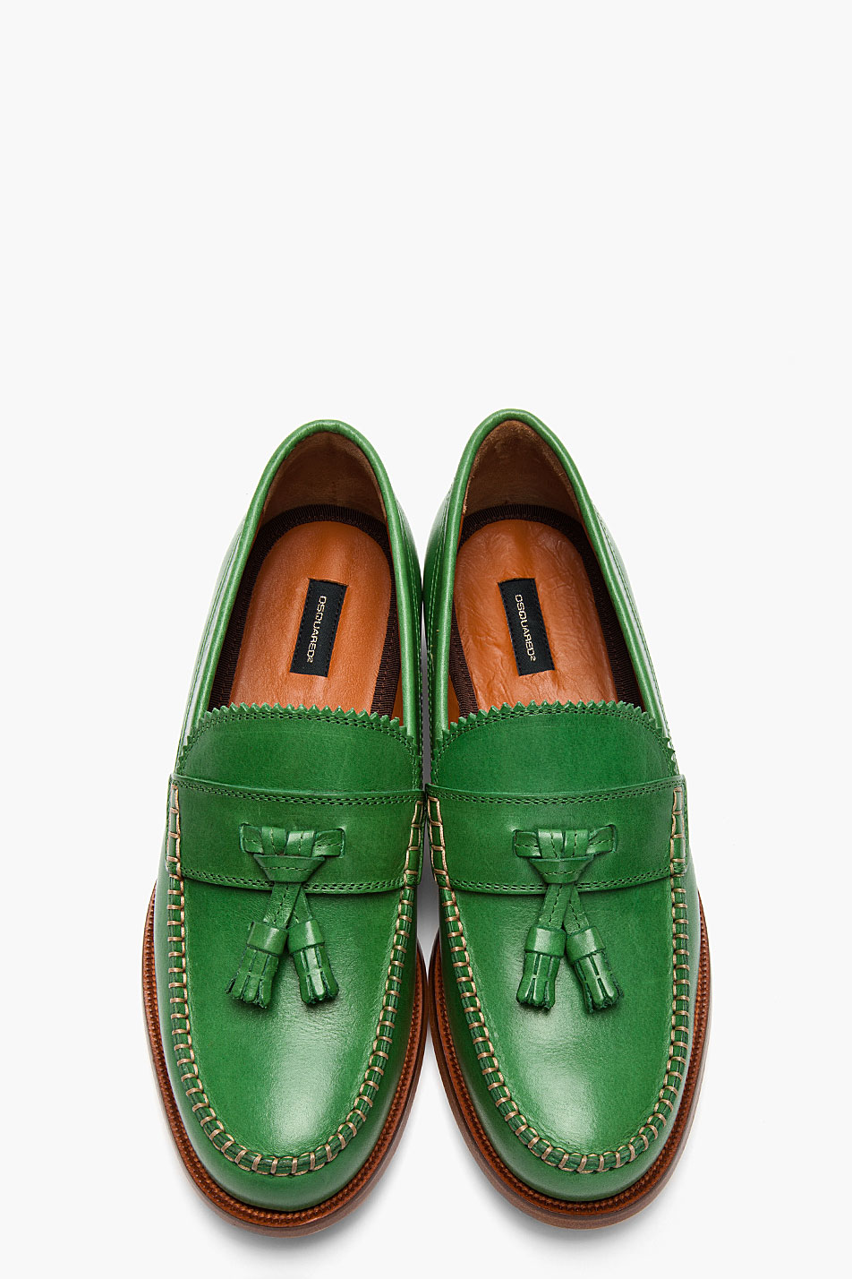 DSquared² Green Leather Classic College Tassled Penny Loafers for Men | Lyst