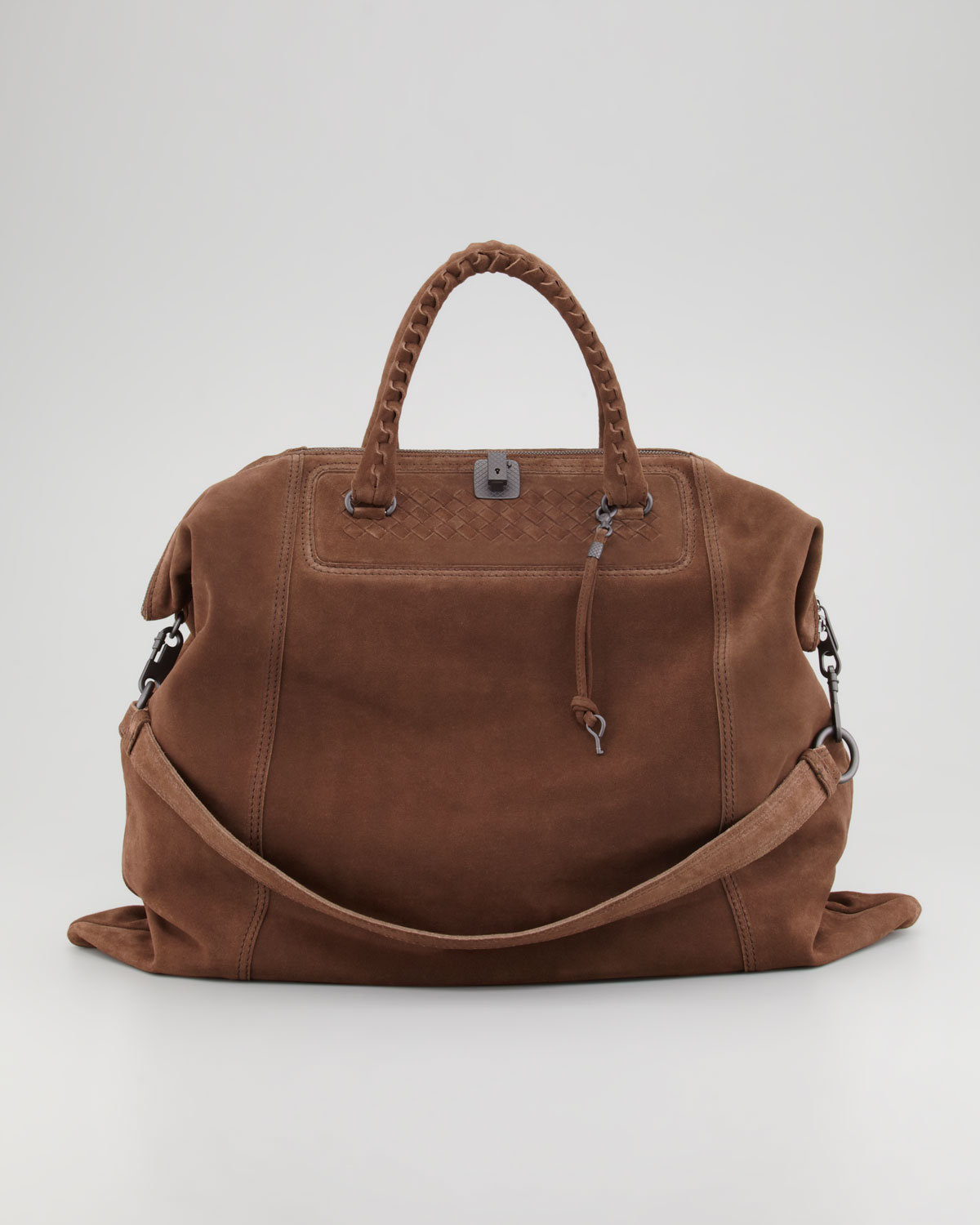 Bottega Veneta Woven-Detail Suede Tote Bag in Brown for Men | Lyst
