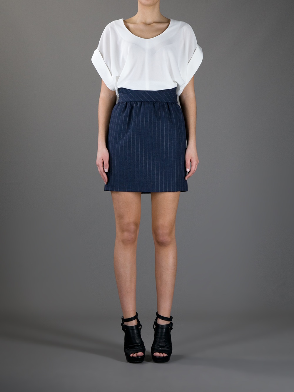 Balenciaga Pinstripe Skirt in Navy (Blue) Lyst