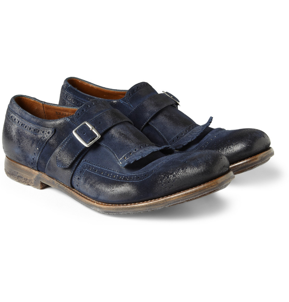 Lyst Church�S Shanghai Suede Monkstrap Shoes in Blue for Men