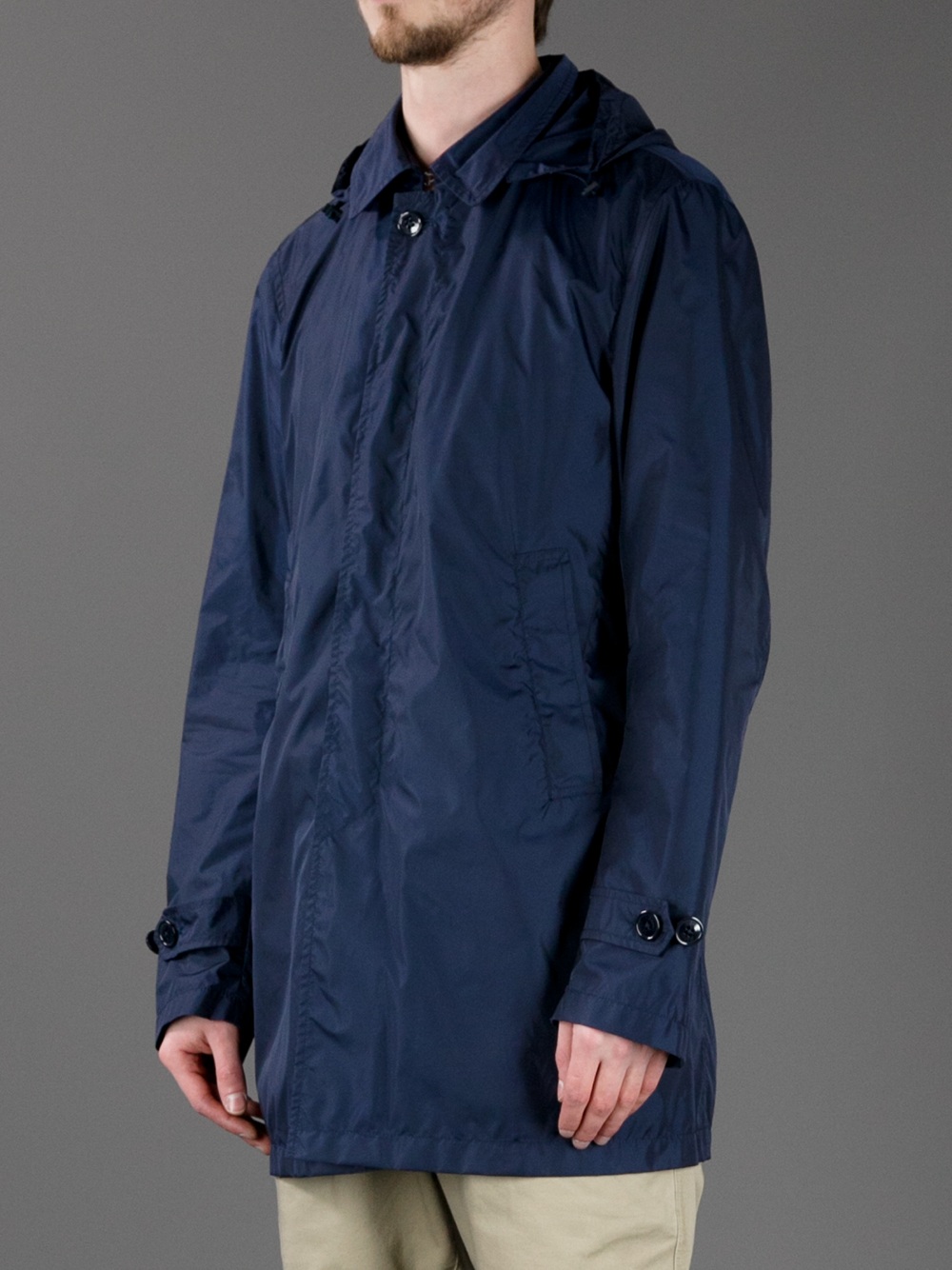 Herno Hooded Raincoat in Blue for Men - Lyst