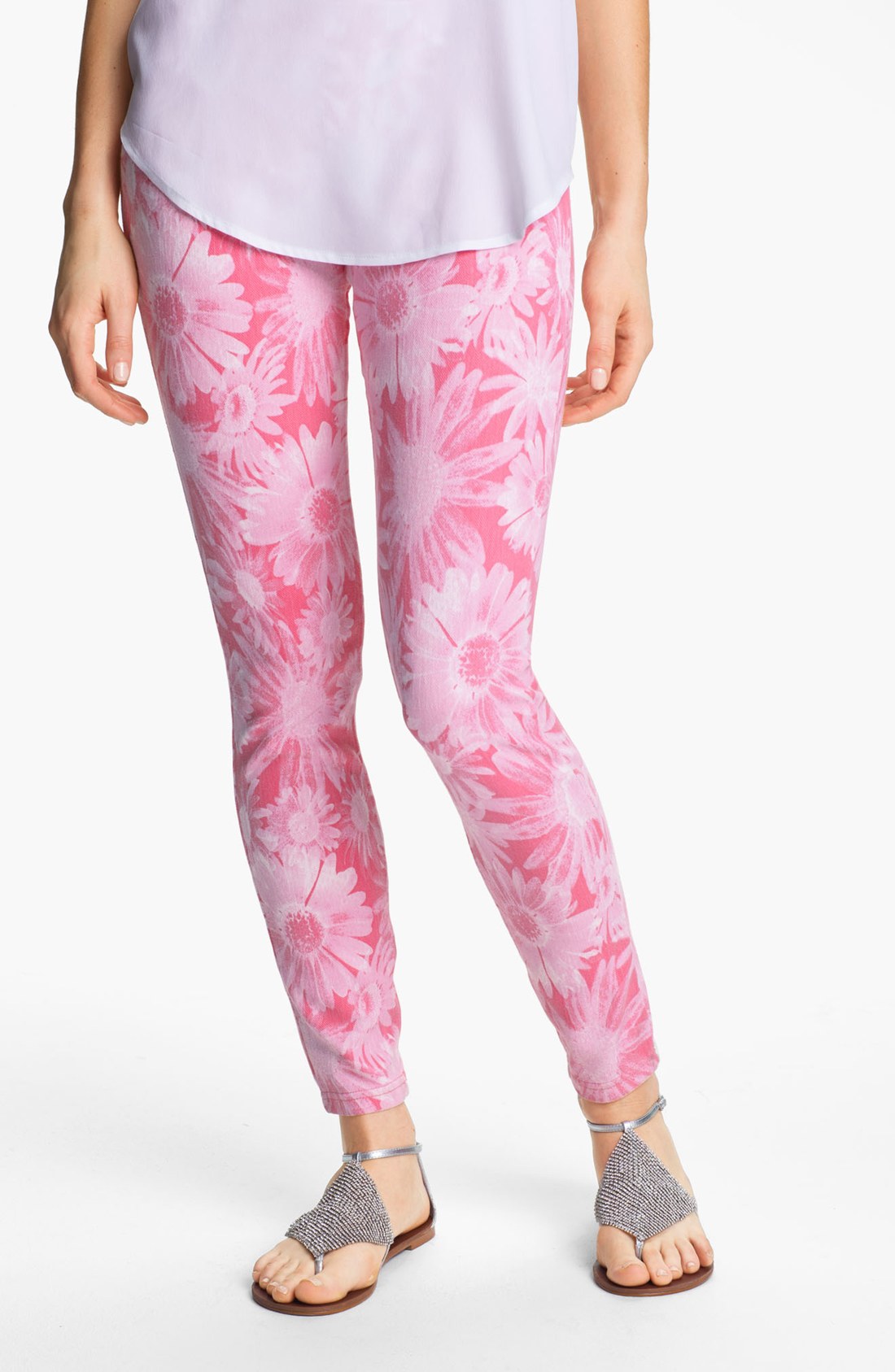 Hue Floral Denim Leggings in Pink (start of color list pink pout) | Lyst