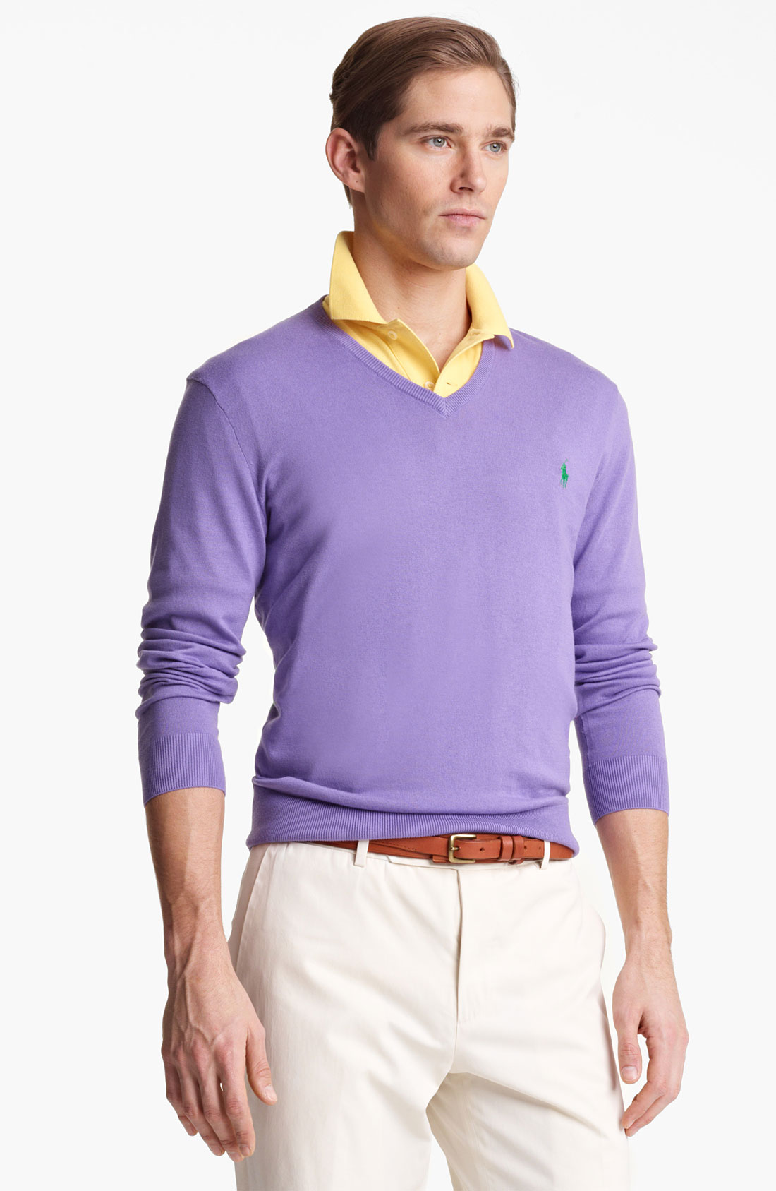 Polo Ralph Lauren Vneck Cotton Cashmere Sweater in Purple for Men ...