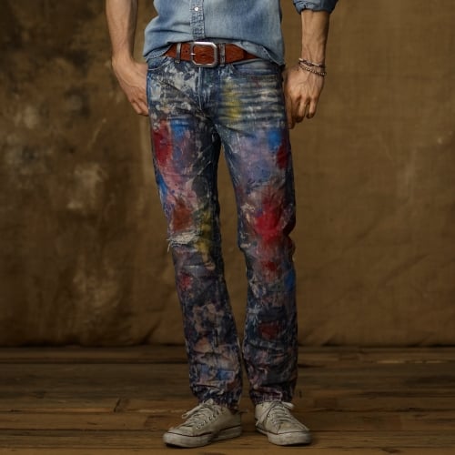 Ralph Lauren Slim Fit Paint Splatter Jean in Blue for Men | Lyst