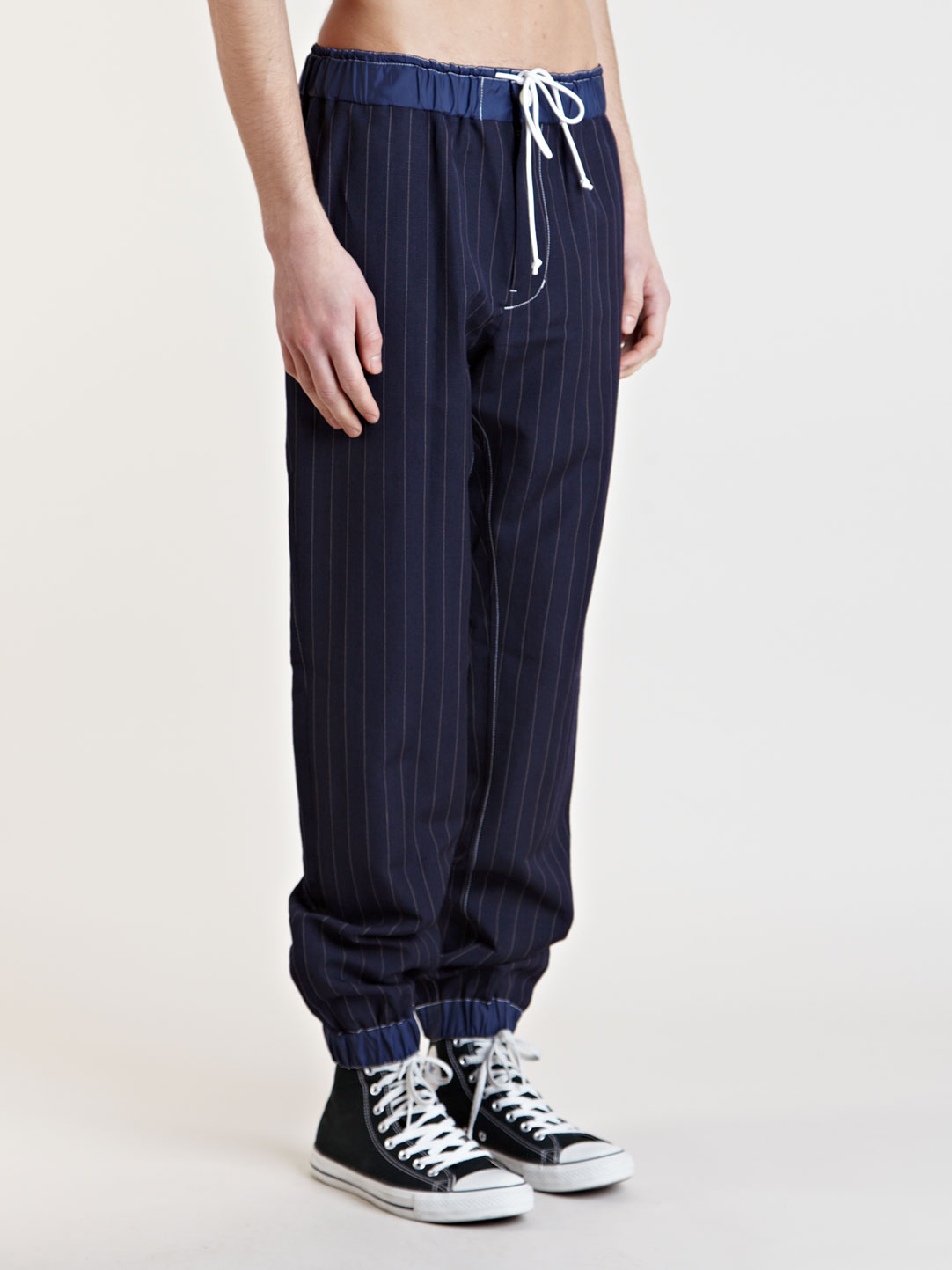 Sacai Mens Pin Striped Pants in Blue - Lyst