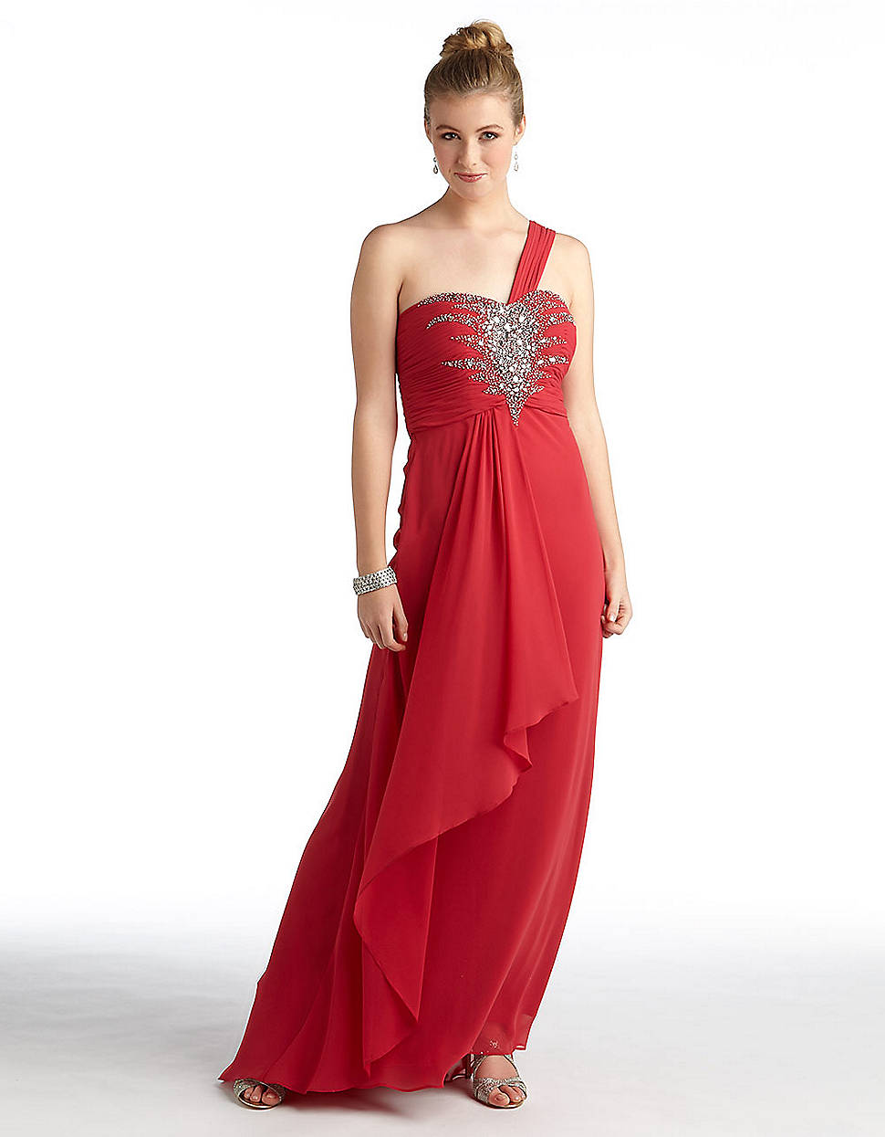 betsy and adam one shoulder gown
