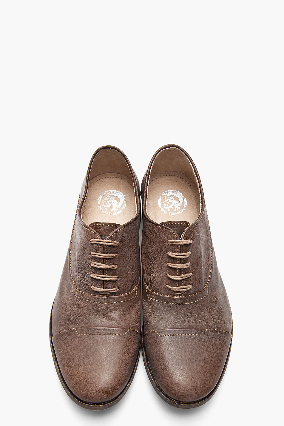 DIESEL Brown Faded Leather Chrom Oxfords for Men Lyst