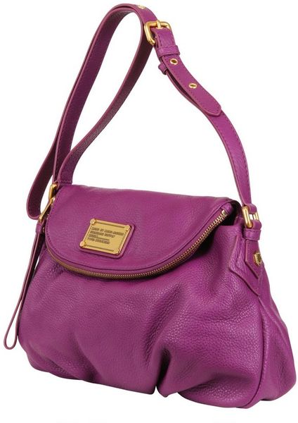 Marc By Marc Jacobs Natasha Classic Q Leather Shoulder Bag in Purple | Lyst