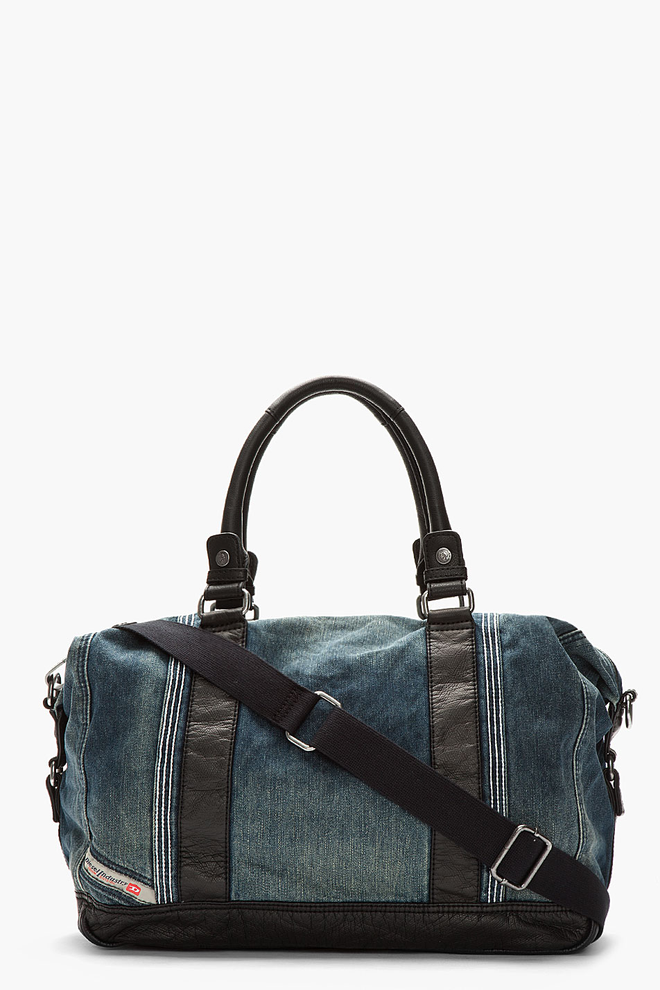 DIESEL Blue Denim Leather Trimmed Brave Trip Duffle Bag for Men | Lyst