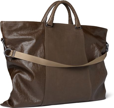 Bottega Veneta Coatedlinen and Leather Tote Bag in Brown for Men | Lyst
