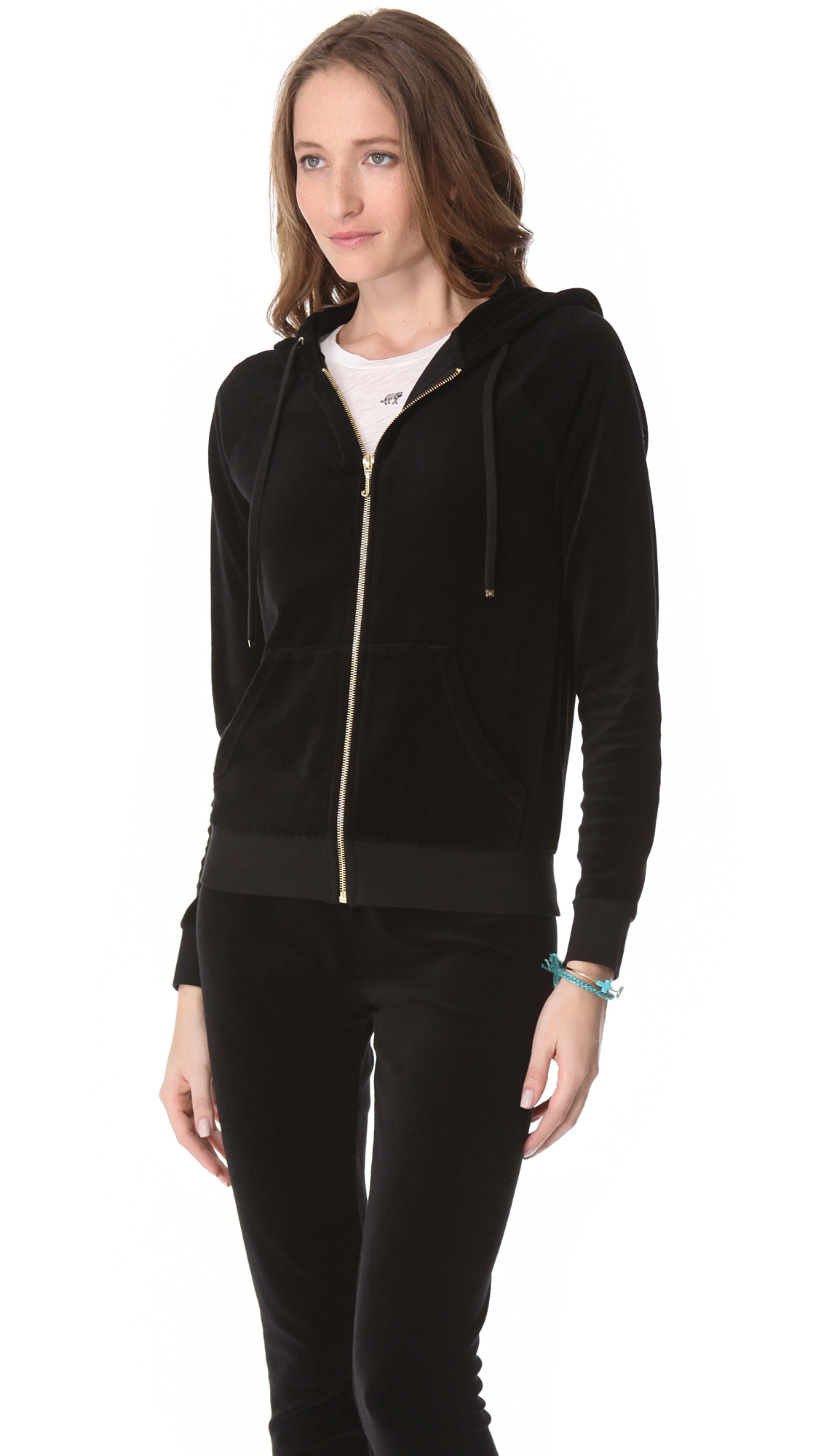 Juicy Couture Cotton Relaxed Velour Hoodie in Black - Lyst