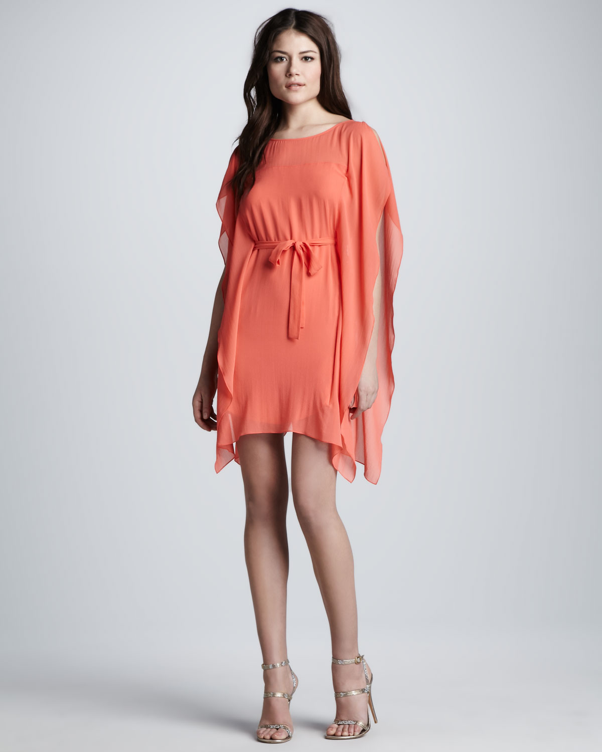Wedding Flutter Sleeve Dress bcbgmaxazria tie front flutter sleeve dress in pink lyst gallery