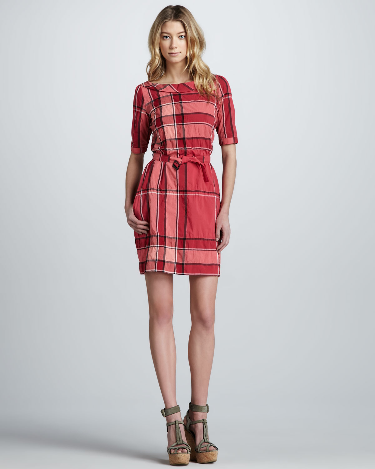 red burberry dress