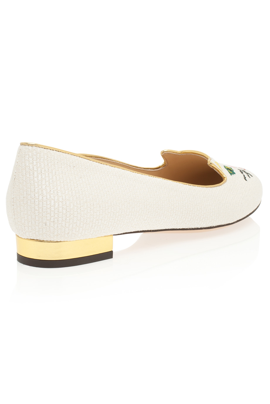Charlotte Olympia Cross Stitch Kitty Flats in Ivory (White) - Lyst