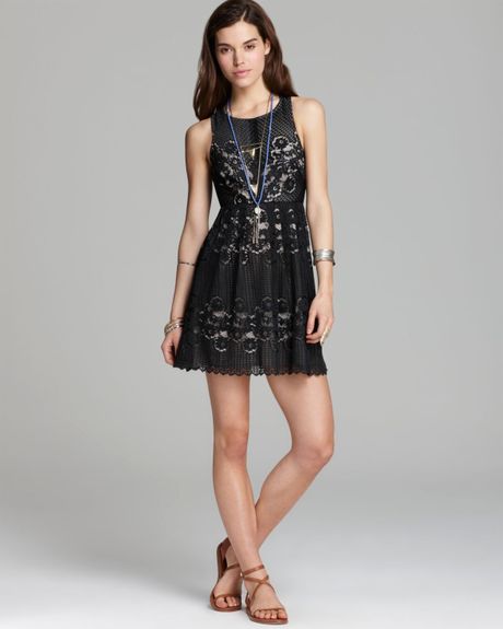 Free People Dress Rocco Lace in Black | Lyst