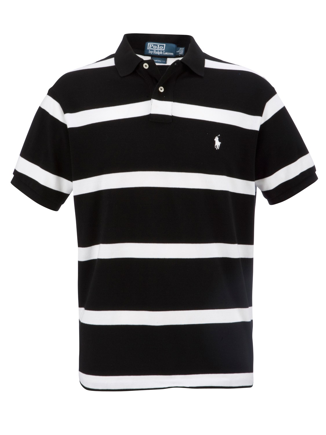 Polo Ralph Lauren Custom Fit Stripe Polo Shirt in Black/White (Black ...