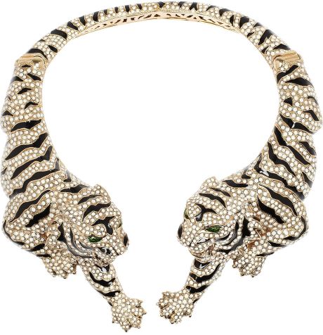 Roberto Cavalli Goldplated Swarovski Crystal Tiger Necklace in Gold | Lyst