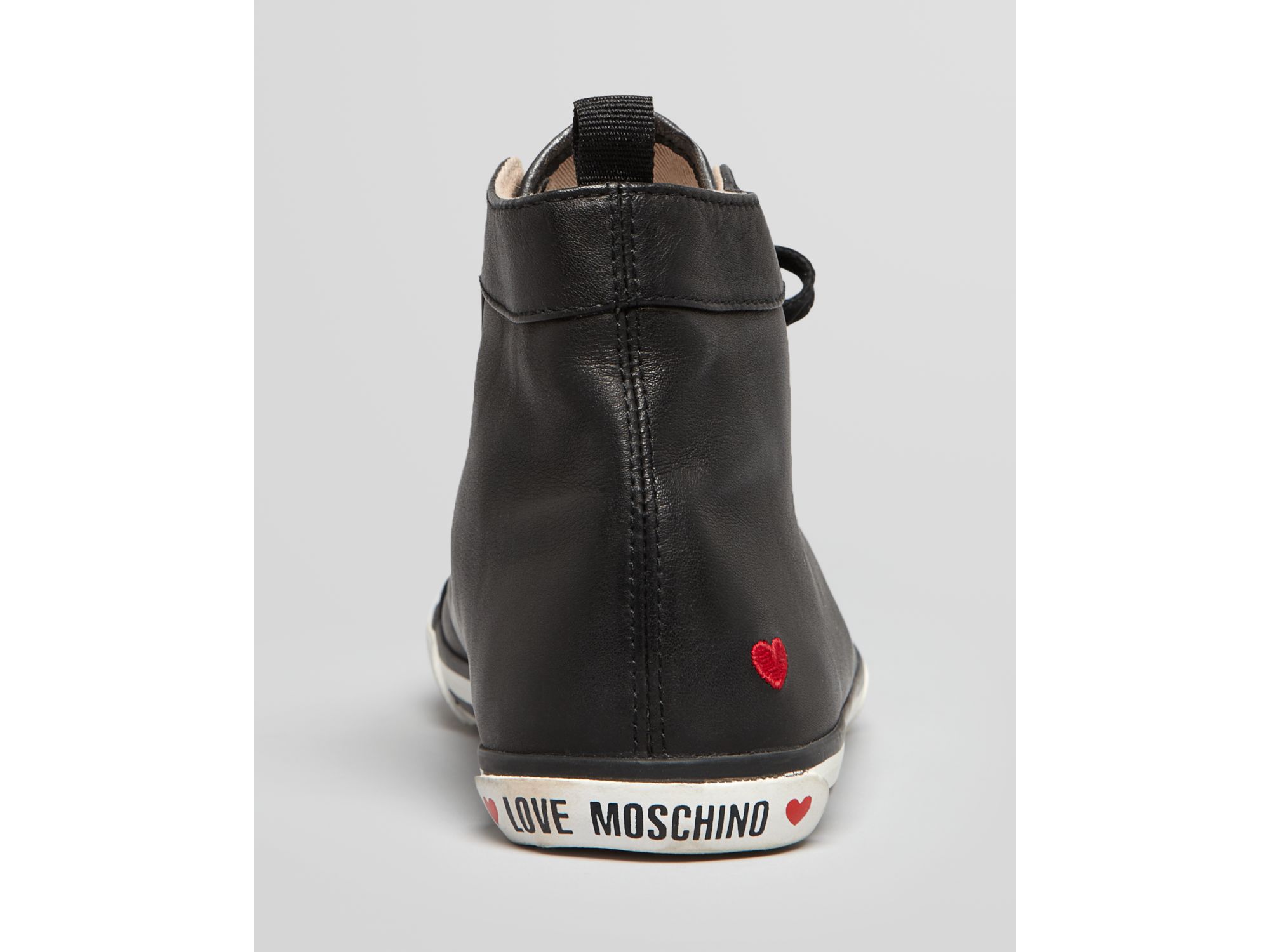 Love Moschino High Top Lace Up Sneakers Heart in Black Lyst love moschino high top lace up sneakers heart, Moschino