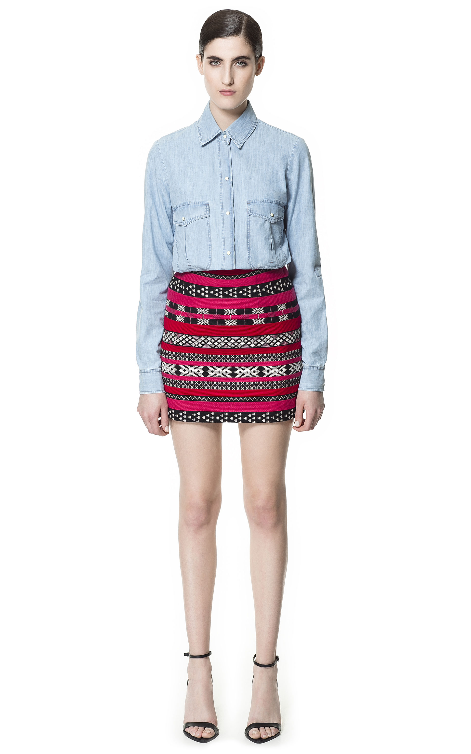 Zara Ethnic Jacquard Mini Skirt in Red Lyst