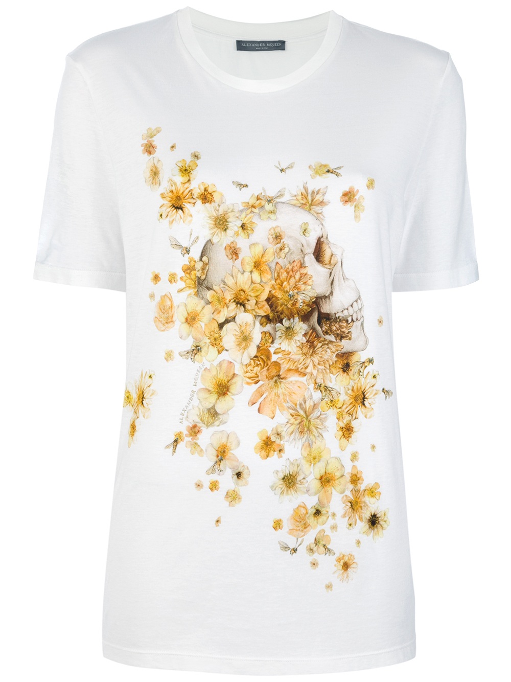 Alexander Mcqueen Floral Skull Print T-shirt in White (floral) | Lyst