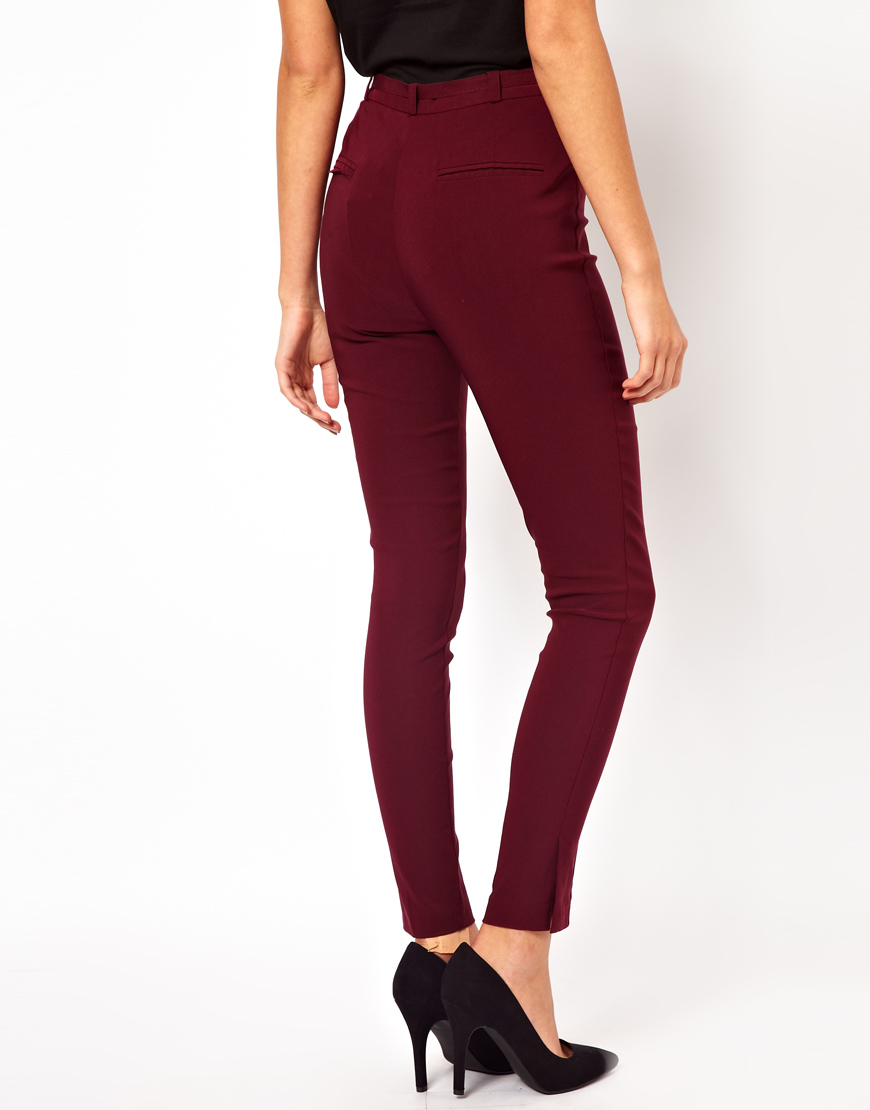 burgundy high waisted pants