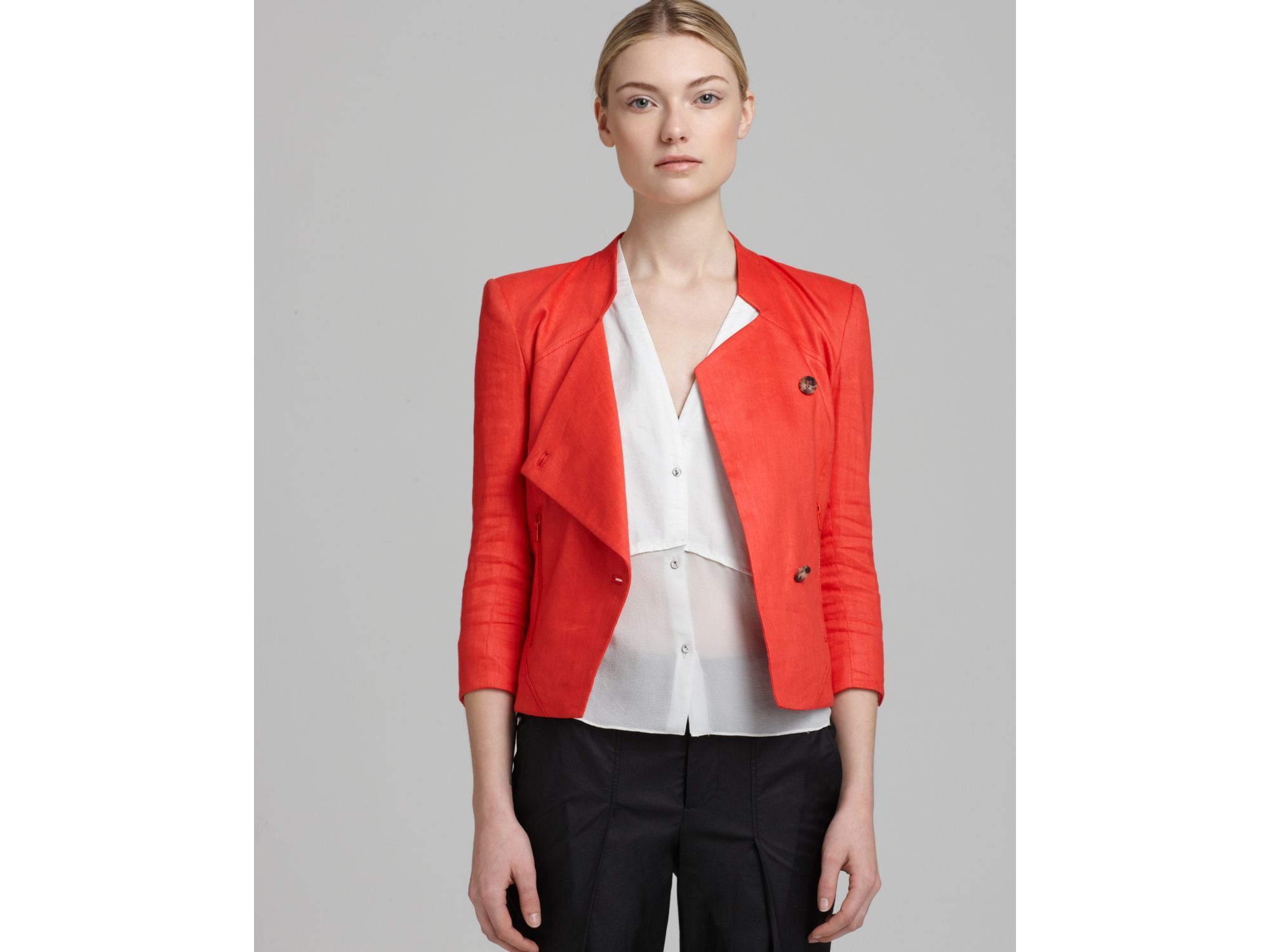 red linen jacket ladies