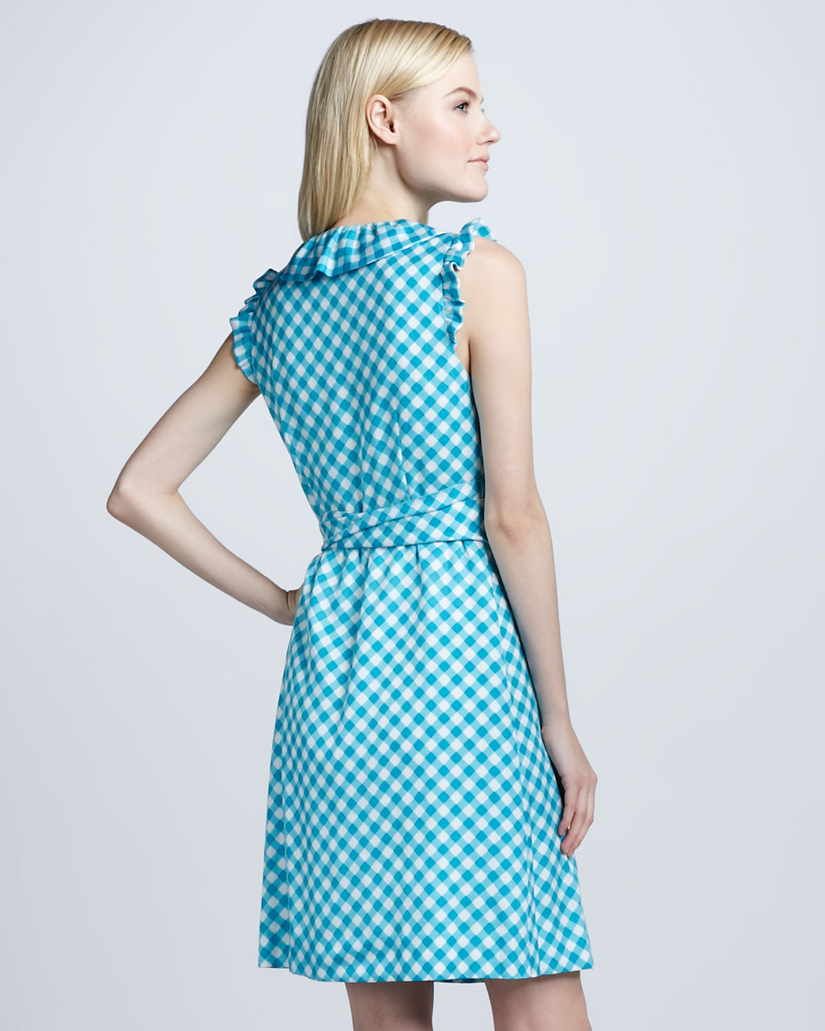 Lyst Kate Spade New York Aubrey Gingham Wrap Dress in Blue
