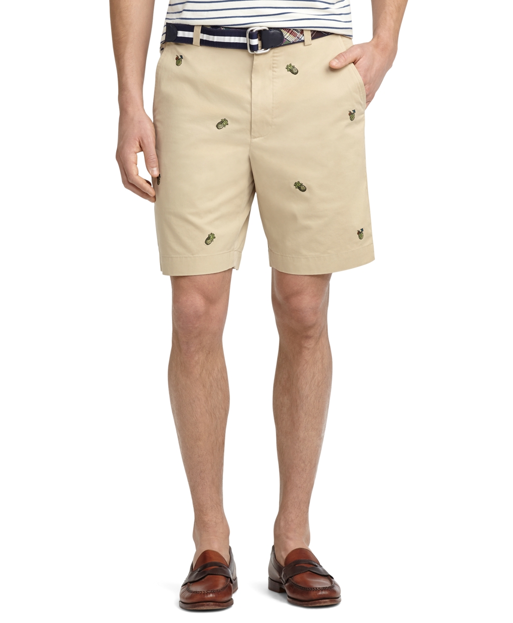 Brooks Brothers Plainfront Pineapple Embroidered Shorts in Khaki for ...