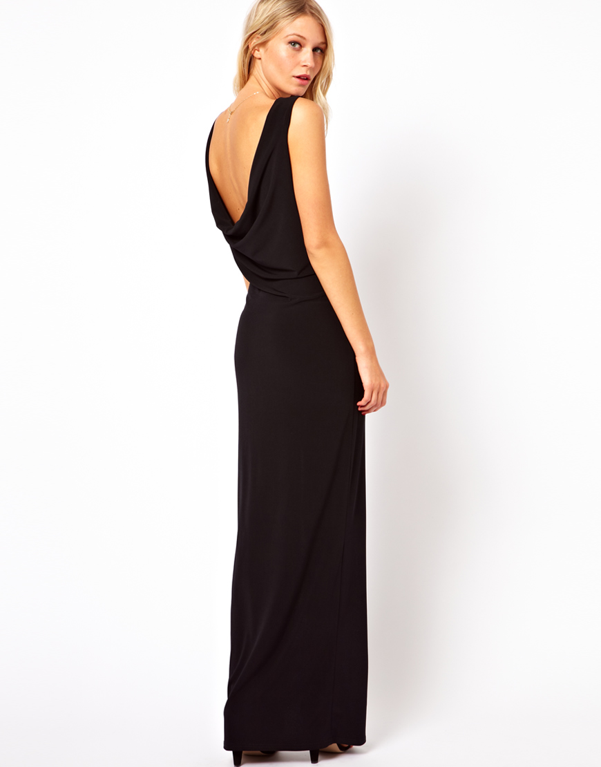 black cowl back dress