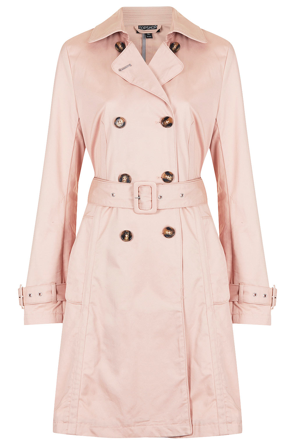 Topshop Unlined Seamed Trench Coat in Pink (pale pink) | Lyst