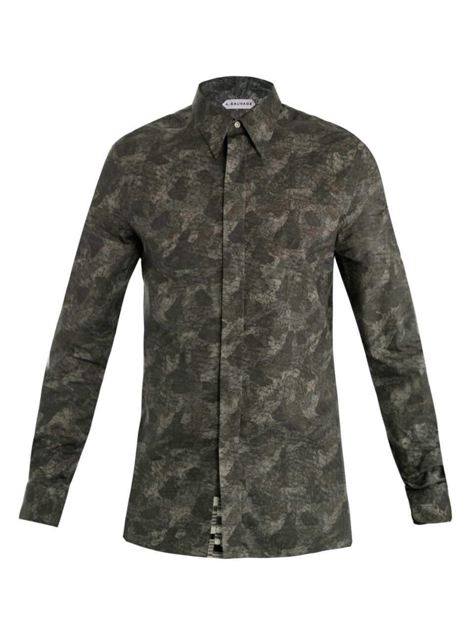 A. Sauvage Accoee Camo Print Shirt in Green for Men (camo) Lyst