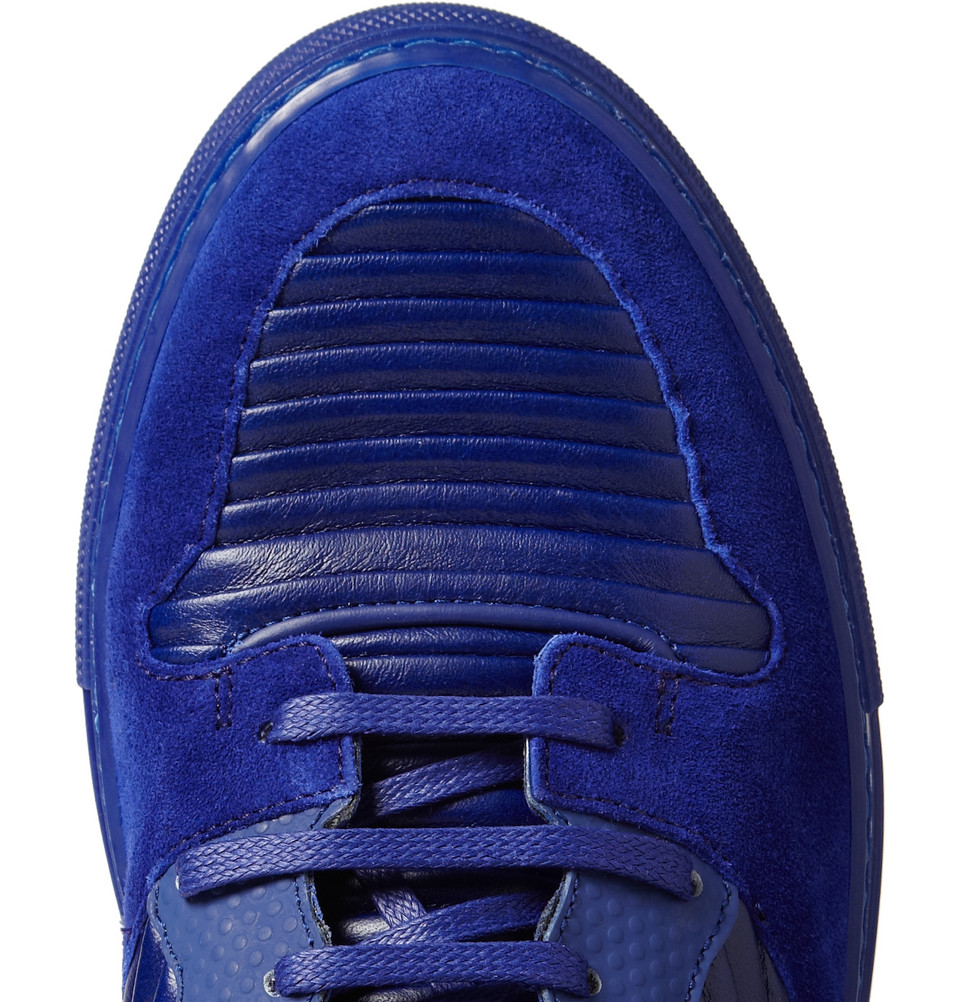 Balenciaga Paneled Leather and Suede High Top Sneakers in Blue for Men |  Lyst