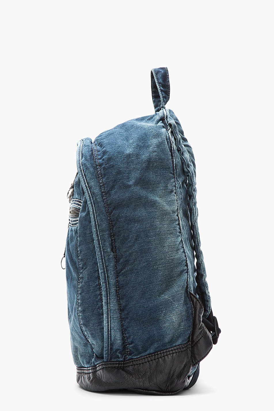 DIESEL Blue Denim Leathertrimmed Brave Ride Backpack for Men Lyst
