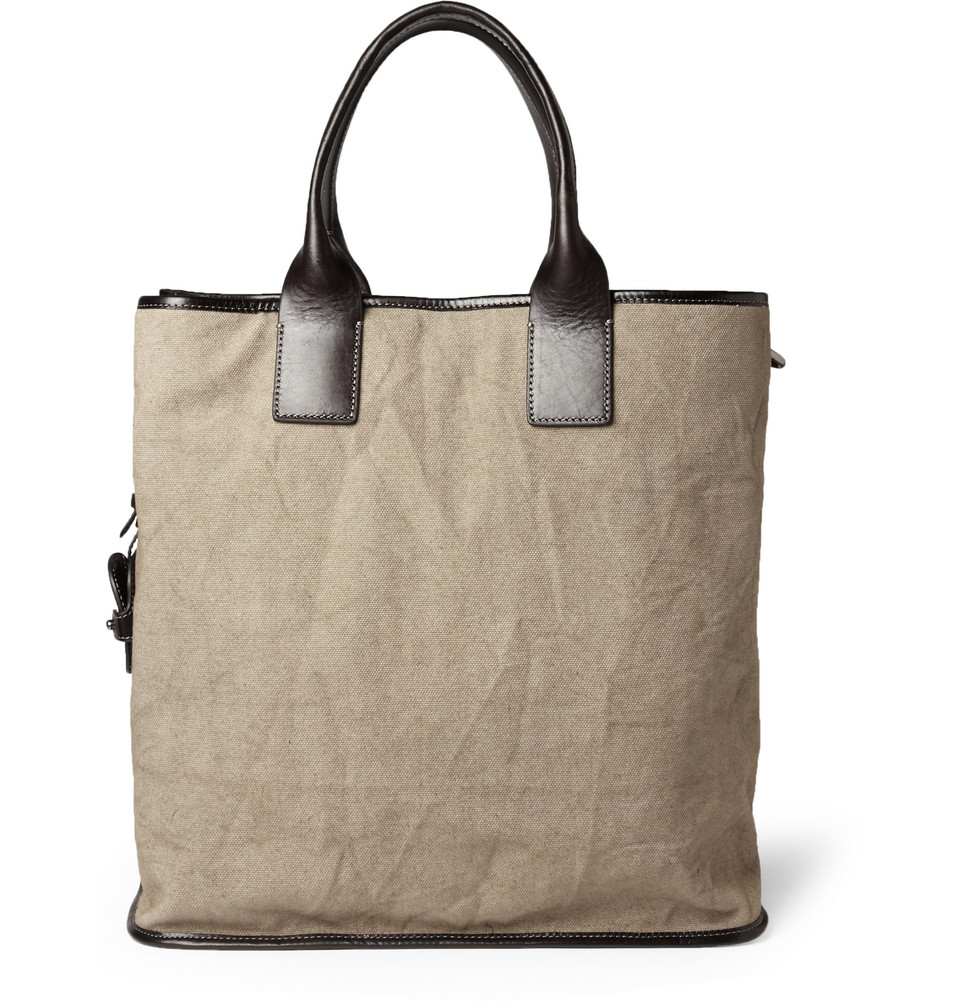 Dolce & gabbana Leathertrimmed Canvas Tote Bag in Beige for Men | Lyst