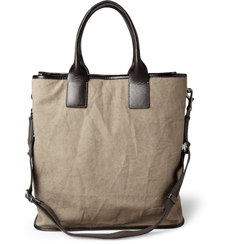 Dolce & Gabbana Leathertrimmed Canvas Tote Bag in Natural for Men - Lyst