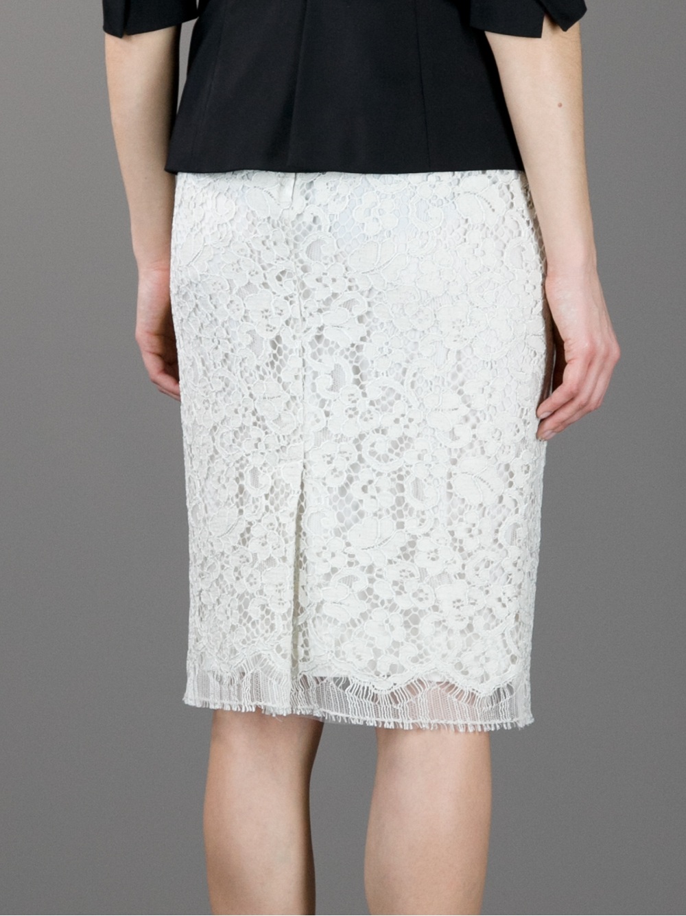 Lyst - Dolce & Gabbana Lace Skirt in White