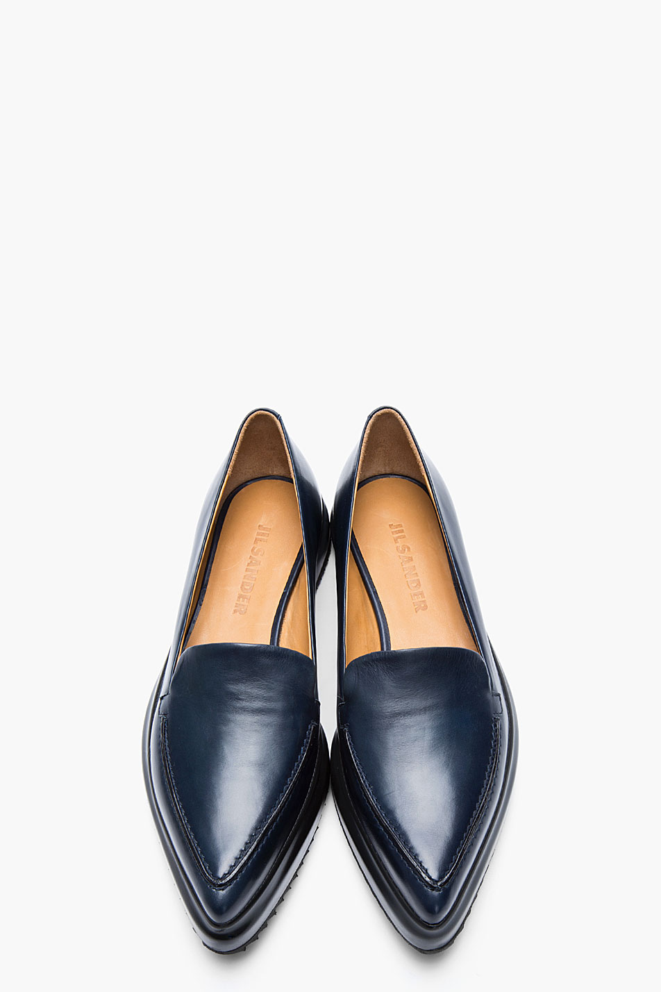 navy leather flats