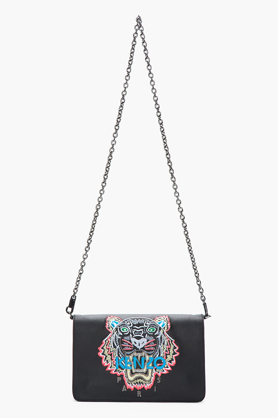 KENZO Black Embroidered Tiger Shoulder Bag Lyst