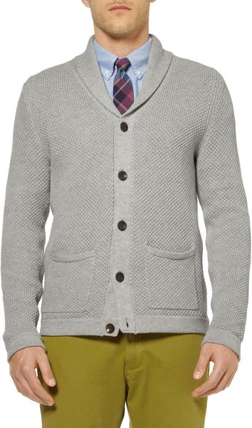 Rag & Bone Avery Open-knit Cotton Shawl-collar Cardigan in Gray for Men ...